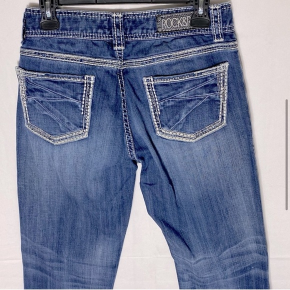 Rock & Roll Cowgirl Med Wash Mid Rise Boot Cut Jeans 29 - Picture 5 of 15